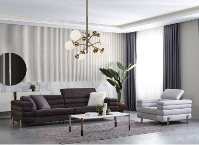 Wohnzimmer Designer Sofagarnitur Viersitzer Luxus Lounge Sessel 2tlg