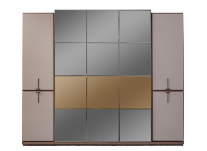 Kleiderschrank Garderobenschrank Design Holzschrank mit Spiegel Grau