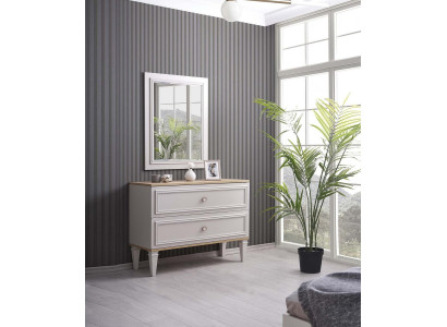 Kommode mit Spiegel Schlafzimmer Konsole Holz Grau Set 2tlg Moderne
