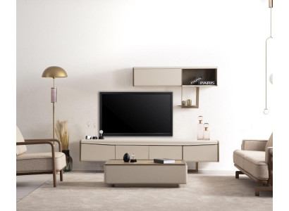 Beiges Lowboard Holz Regal Designer RTV-Schrank Wohnzimmer Luxus Möbel