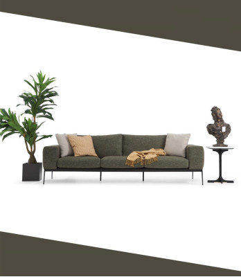 Zweisitzer Sofa 2 Sitzer Stoff Grau Modern Design Wohnzimmer Polyester