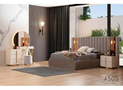 Stilvolles Schlafzimmer Set Designer Schminktisch Holz 2x Nachttische