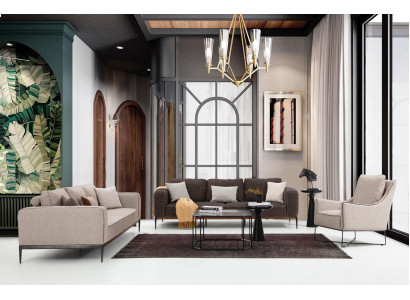 Sofagarnitur 431 Sitzer Sofa Garnitur Beige Sofas Sessel Modern Set