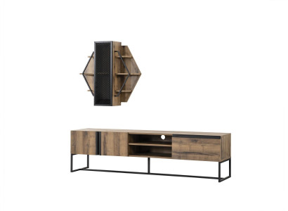 Gruppe TV Ständer Schrank RTV Lowboard Wohnzimmer Regale Braun Holz