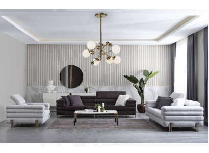 Wohnzimmer Designer Sofagarnitur 3+3+1 Sitzer Braune Couchgarnitur Set