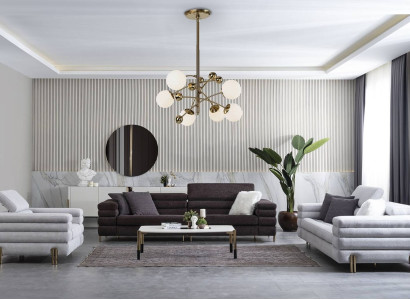 Wohnzimmer Designer Sofagarnitur 3+3+1 Sitzer Braune Couchgarnitur Set