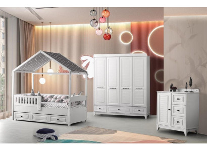 Modern Komplett Jugendzimmer Luxus Kinderzimmer Set 3tlg Weiß Farbe neu удаление