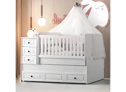 Luxuriöses weißes Babybett Stilvoll Holzbett für das Kinderzimmer neu