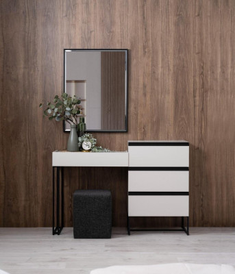 Schminktisch Frisiertisch Konsoletisch Kommode Spiegel Set 3tlg Weiß