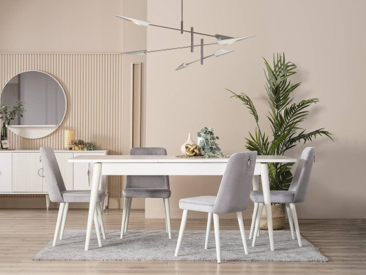 Esszimmermöbel Essecke Garnitur 7tlg Esszimmer Esstisch Weiß Stühle