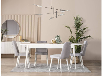 Esszimmermöbel Essecke Garnitur 7tlg Esszimmer Esstisch Weiß Stühle