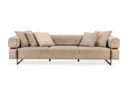 Beiger Viersitzer Designer Stoffsofa Polstersofas Wohnzimmer Couchen