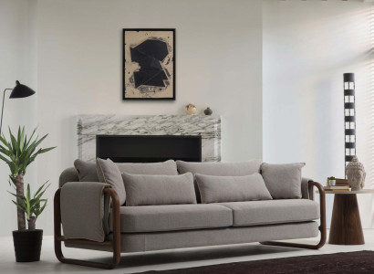 Sofa 4 Sitzer Viersitzer Modern Stoff Grau Sofas Design Wohnzimmer Neu