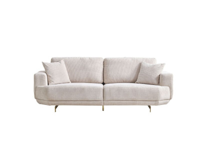 Weiß Textil 3-Sitzer Wohnzimmer Polster Sofa 3-er Wohnzimmer Couch Möbel 