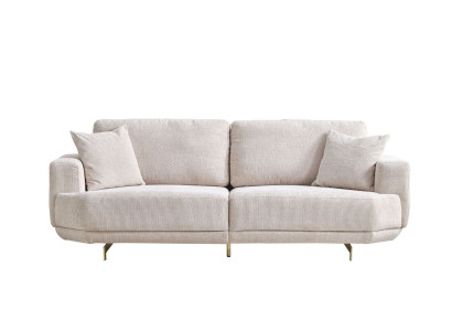 Weiß Textil 3-Sitzer Wohnzimmer Polster Sofa 3-er Wohnzimmer Couch Möbel 