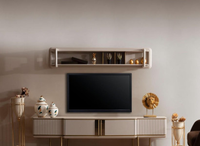 Modernes Wohnzimmer Lowboard Designer Regale 2tlg Holz Möbel Set Neu