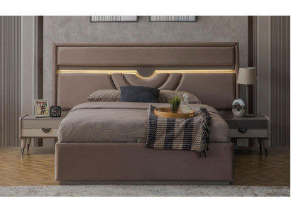 Doppelbett Schlafzimmer Bett Nachttische Beige Set 3tlg Bettkasten