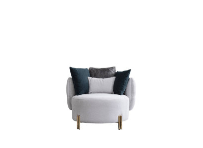 Weißer Textil Sessel Luxus Einsitzer Designer Wohnzimmer Polster Sessel