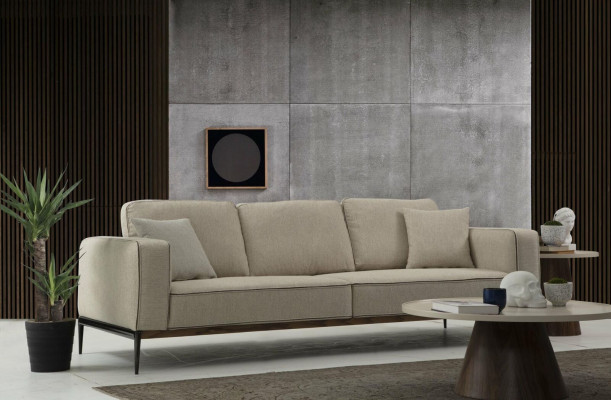 Sofa Dreisitzer 3 Sitzer Stoff Modern Sofas Design Wohnzimmer Beige
