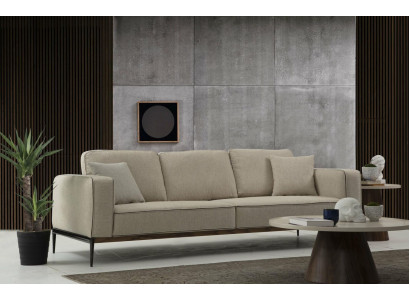 Sofa Dreisitzer 3 Sitzer Stoff Modern Sofas Design Wohnzimmer Beige