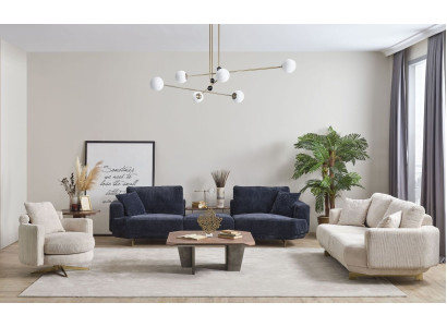 Wohnzimmer Sofa Set 4+3+1 Sitzer Design Couch Möbel Textil Polster Neu