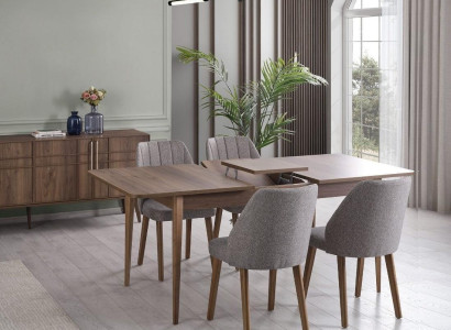 Modern Komplette Essgruppe Esszimmer Esstisch Set 7tlg Esszimmer Braun Holz