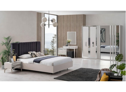 Groß Schlafzimmer Garnitur Doppelbett Bett Holz Set 7tlg Weiß Modern