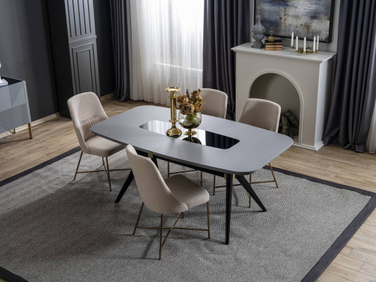 Grau-Weiße Esszimmer Möbel Esstisch Luxus 4x Polsterstühle Moderner Set