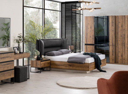 Luxus Schlafzimmer Garnitur Doppelbett Bett Holz Set 7tlg Braun Modern