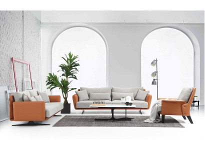 Komplette Couchgarnitur Sofagarnitur Sofa 321 Sitzer Stoff Orange