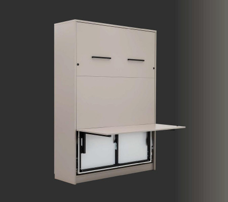 Bett mit Schreibtisch Grau Schlafzimmer Elegantes Design Modern Möbel Luxus Neu