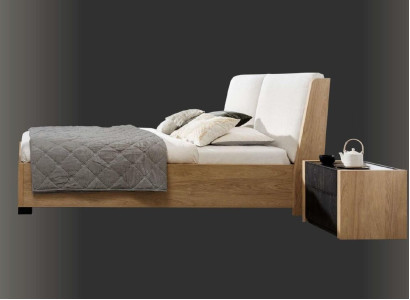Bett Beige Holz Design Modern Schlafzimmer Doppel Betten Elegantes Möbel Neu