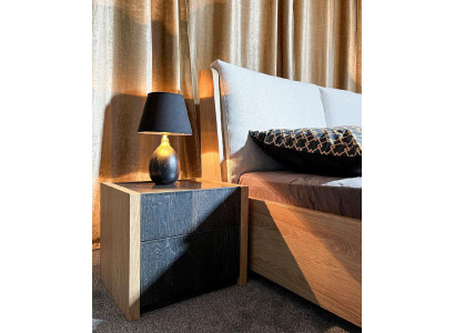 Nachttisch Beige Schlafzimmer Elegantes Design Luxus Holz Holz Nachttische