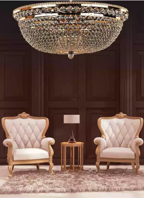 Runde Kristall Leuchte Deckenlampe Luxus Lüster Deckenleuchter Gold Kronleuchter