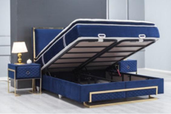 Bett Blau Metall Möbel Design Elegantes Schlafzimmer Möbel Luxus Modern Neu