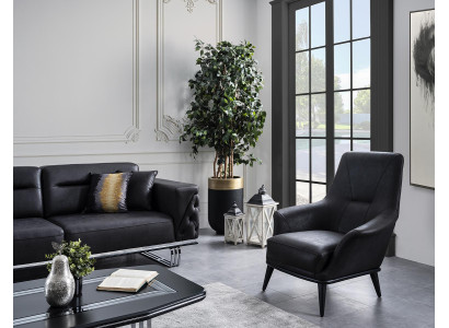 Wohnzimmer Ohrensessel Sessel Design Schwarzer Club Lounge Praxis