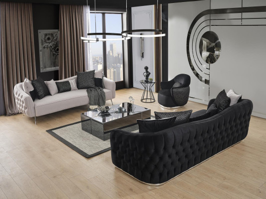 Sessel Design Polster Textil Design Modern Holz Wohnzimmer schwarz