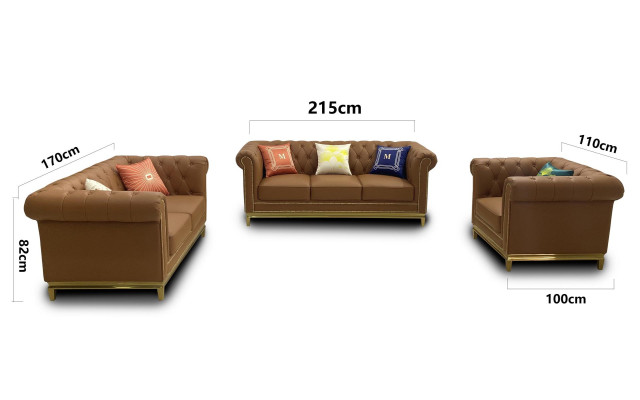 Sofagarnitur Chesterfield mit Metall Luxus Couch Textil Polster Möbel