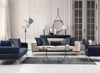 Sofagarnitur Sofa Luxus Sessel Sofas Dreisitzer 3+3+1 Sitzer Garnitur Modern