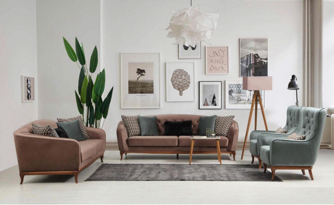 Luxus Sofagarnitur Sofa Garnitur Sofas 4+3+1 Sitzer Stoff 3tlg Couch Set Polster