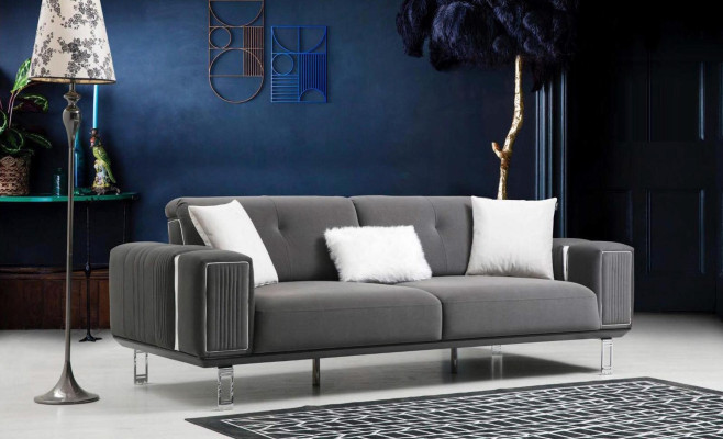 Sofagarnitur Sofa Luxus Couch Set 3+3+1 Sitz Sofas Sessel Stoff Design Möbel Neu
