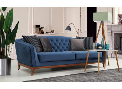 Luxus Sofa Design Dreisitzer Moderne Couch Blau Couchen Möbel Polster Loft Neu