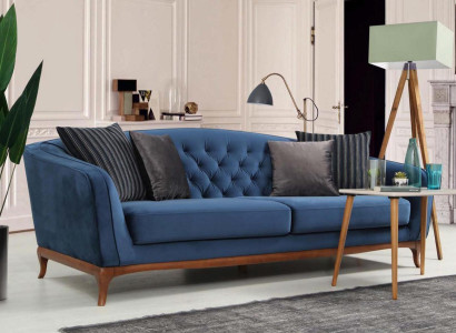 Luxus Sofa Design Dreisitzer Moderne Couch Blau Couchen Möbel Polster Loft Neu