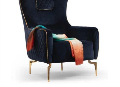 Sessel Ohrensessel Luxus 1 Sitzer Polster Sitz Designer Textil Sitz Stoff Modern