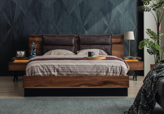  Moderne Holz Schlafzimmer Garnitur Designer Doppelbett Nachtkonsole 5tlg