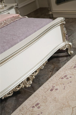 Bett Möbel Silber Rosa Schlafzimmer Möbel Design Betten Luxus Barock Holz