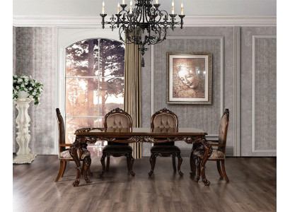 Klassisches Esszimmer Tisch mit 4 Stühlen Barock Rokoko Stil Möbel