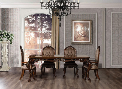 Klassisches Esszimmer Tisch mit 4 Stühlen Barock Rokoko Stil Möbel