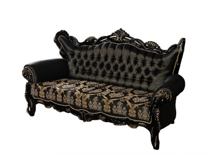 Chesterfield Barock Dreisitzer Couch Couchen Stoff Gold Sofa Möbel