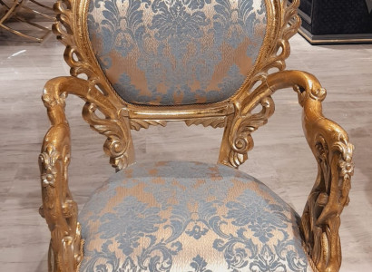 Barock Sessel Einsitzer Couch Französischer Stuhl Geschnitzten Beinen